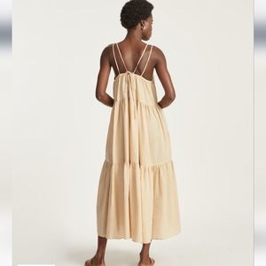 Everlane Billow Tiered Maxi dress cream peach BNWT